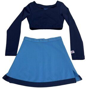 Child Girls Cheerleader Uniform Crop 30" Top 22" Skirt Blue Outfit Costume Fun